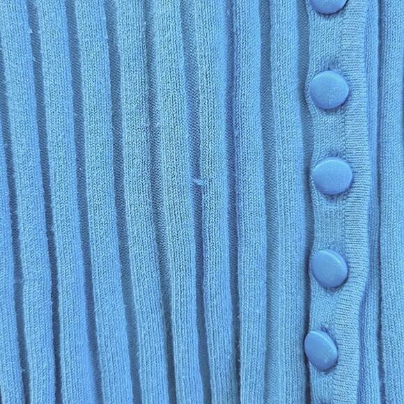 Vtg Planet sky blue ribbed V-neck short sleeve fitted cardigan - Picture 15 of 15